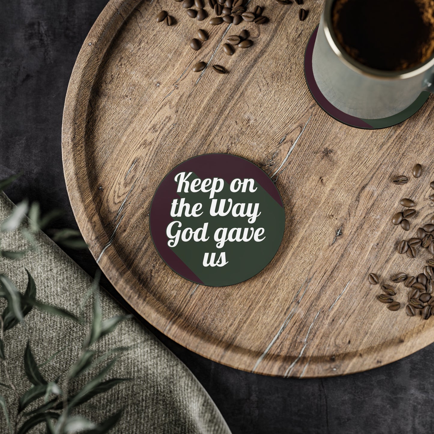 Inspirational Coasters - Keep on the Way God Gave Us, Faith-Based Home Decor, Housewarming Gift, Christian Gift, Rustic Coaster Set
