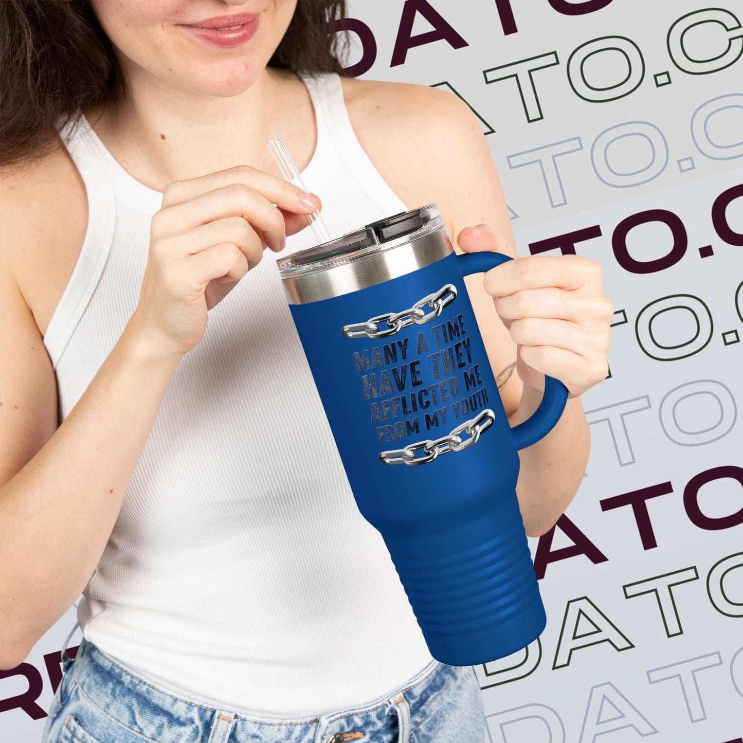 Inspirational Insulated Travel Mug - 40oz, Motivational Travel Cup, Gifts for Coffee Lovers, Outdoor Adventure Gear, Bible Verse Mug