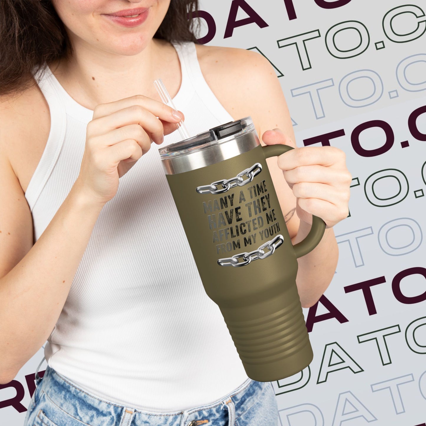 Inspirational Insulated Travel Mug - 40oz, Motivational Travel Cup, Gifts for Coffee Lovers, Outdoor Adventure Gear, Bible Verse Mug