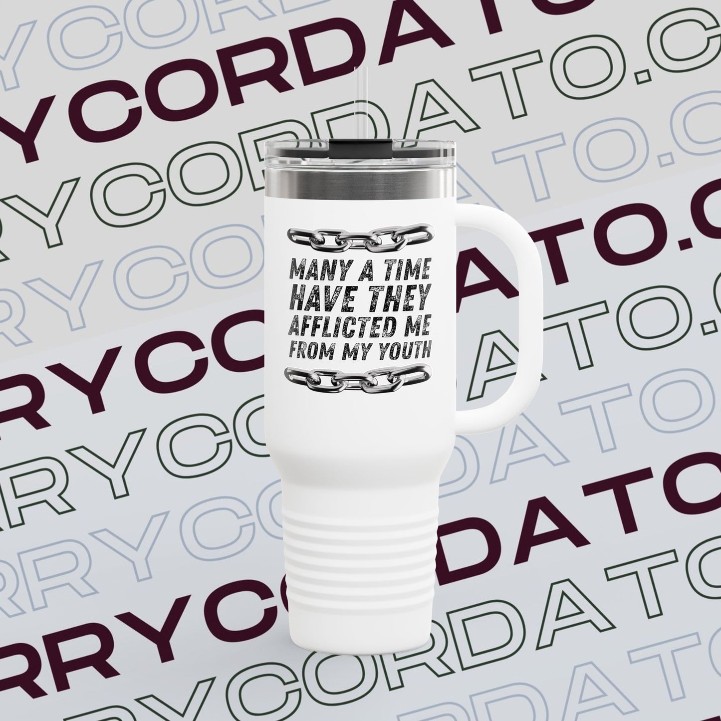 Inspirational Insulated Travel Mug - 40oz, Motivational Travel Cup, Gifts for Coffee Lovers, Outdoor Adventure Gear, Bible Verse Mug