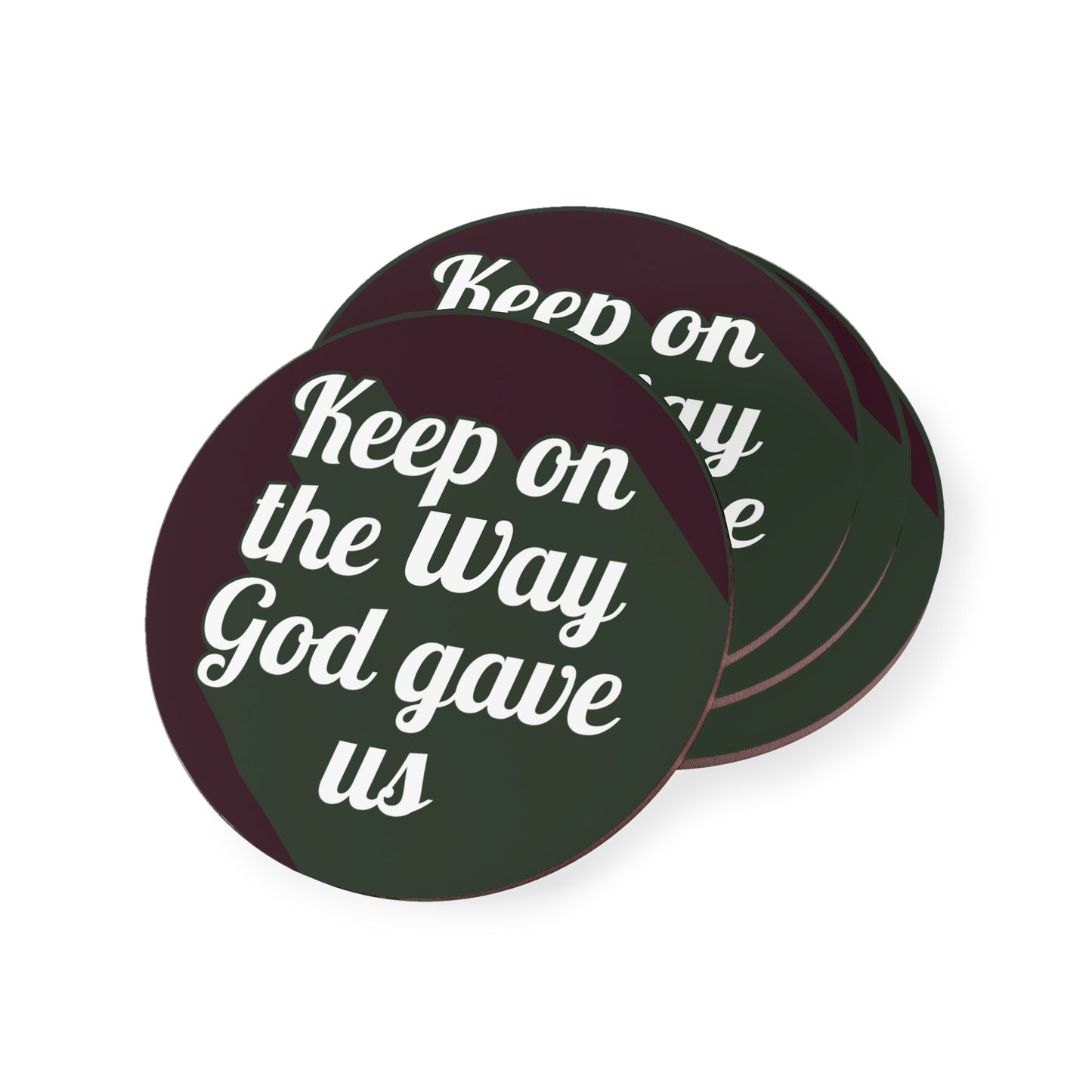 Inspirational Coasters - Keep on the Way God Gave Us, Faith-Based Home Decor, Housewarming Gift, Christian Gift, Rustic Coaster Set
