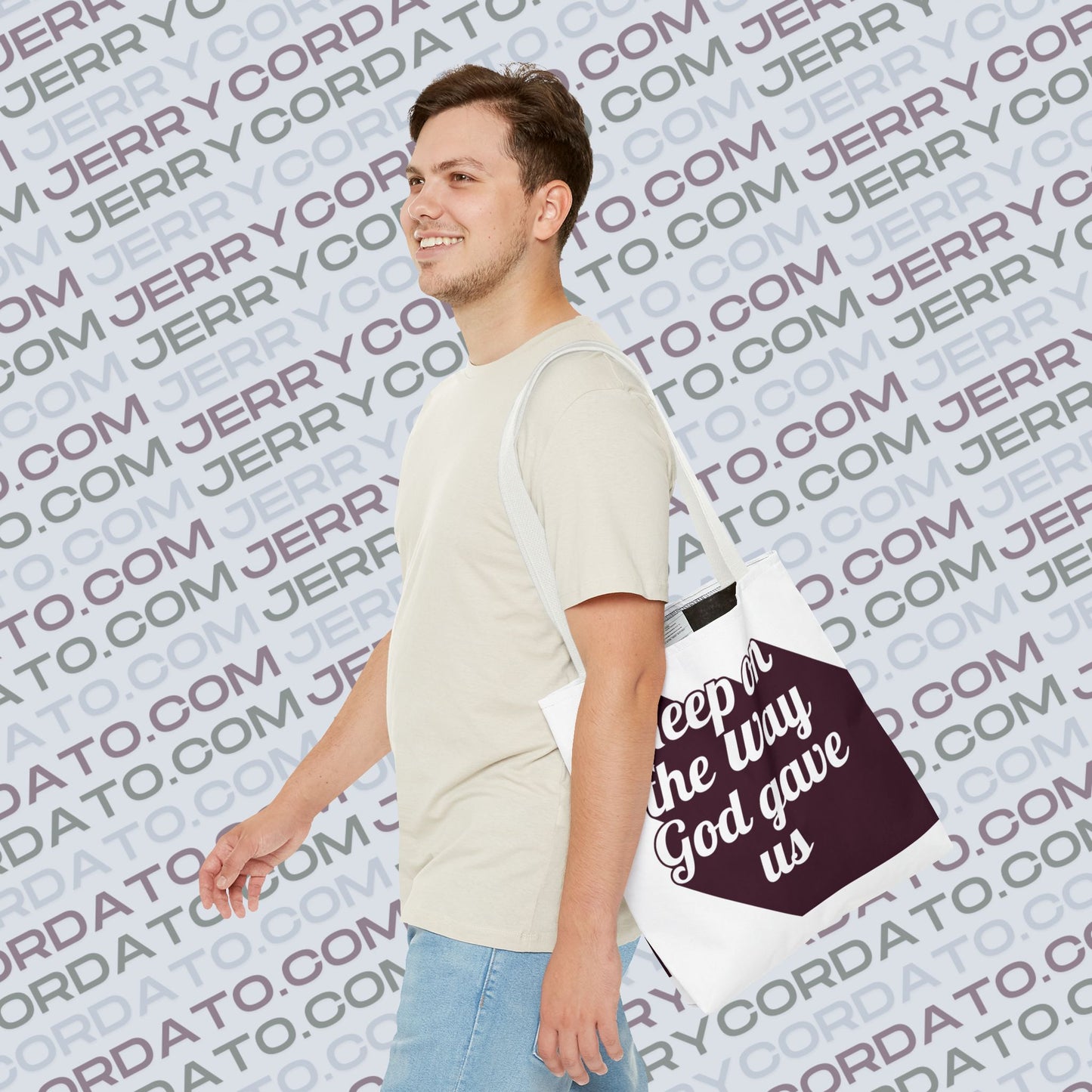 Faith-Inspired Tote Bag: Keep On the Way, Father's Life Instruction - Ideal Gift for Dad, Spiritual Journey, Everyday Use, Family [...]