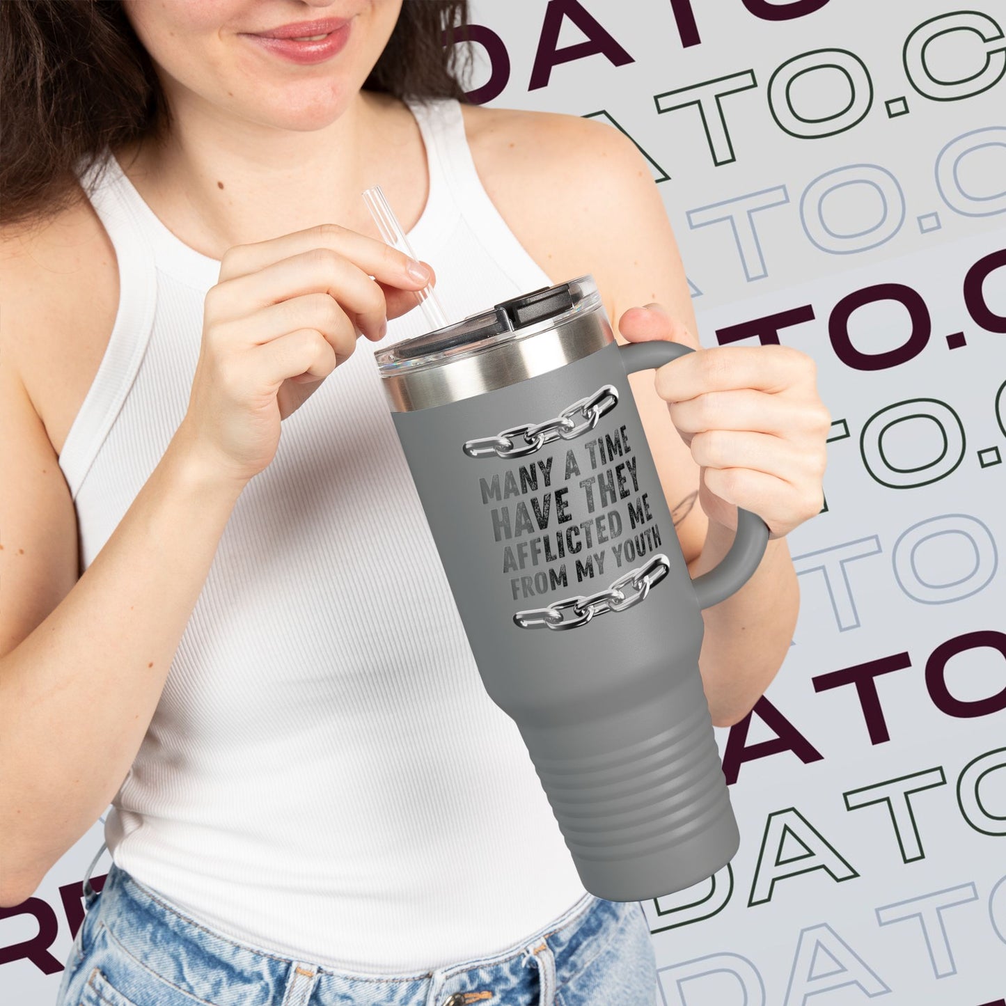 Inspirational Insulated Travel Mug - 40oz, Motivational Travel Cup, Gifts for Coffee Lovers, Outdoor Adventure Gear, Bible Verse Mug