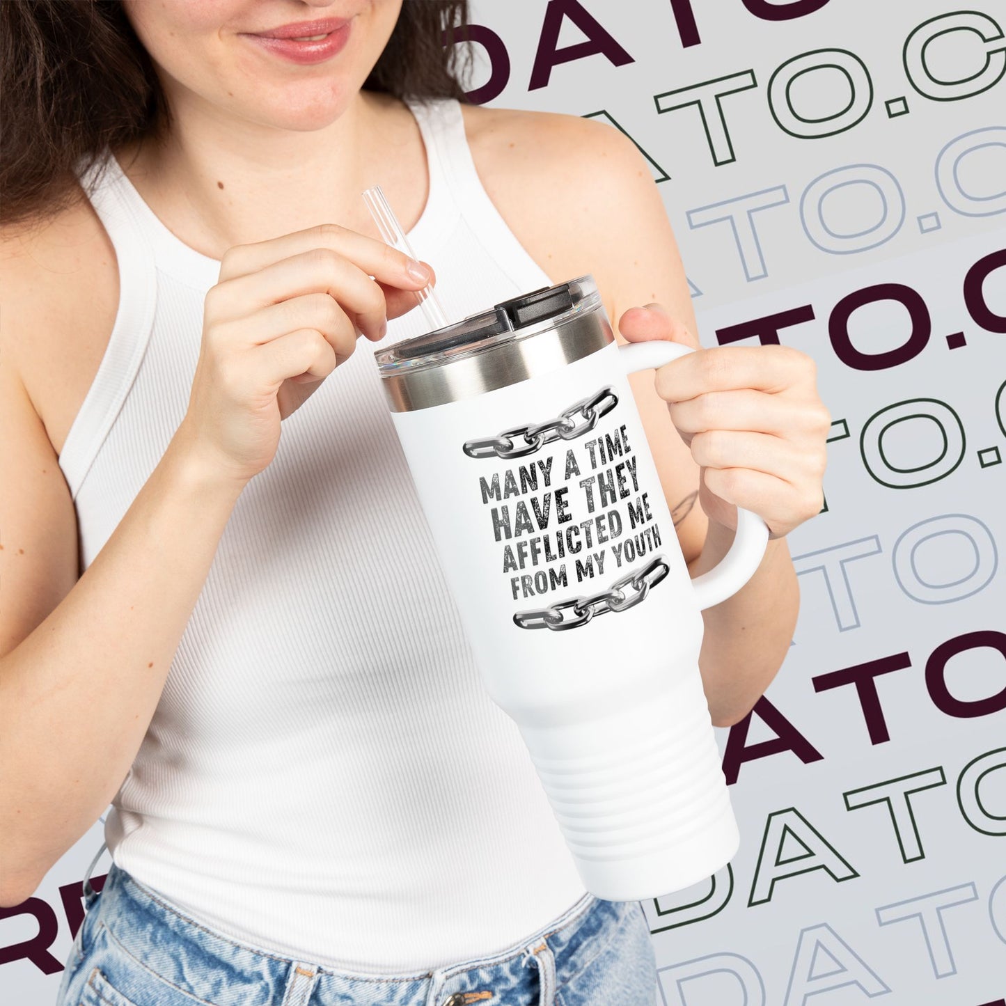 Inspirational Insulated Travel Mug - 40oz, Motivational Travel Cup, Gifts for Coffee Lovers, Outdoor Adventure Gear, Bible Verse Mug