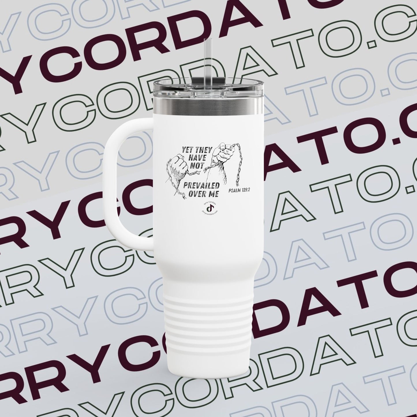 Inspirational Insulated Travel Mug - 40oz, Motivational Travel Cup, Gifts for Coffee Lovers, Outdoor Adventure Gear, Bible Verse Mug