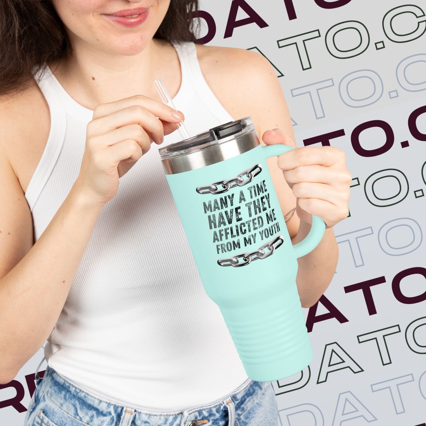 Inspirational Insulated Travel Mug - 40oz, Motivational Travel Cup, Gifts for Coffee Lovers, Outdoor Adventure Gear, Bible Verse Mug